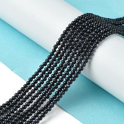 Synthetic Blue Goldstone Beads Strands G-N0200-01D-2mm-1