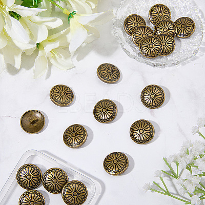 20Pcs 1-Hole Alloy Shank Buttons BUTT-GF0004-10AB-1