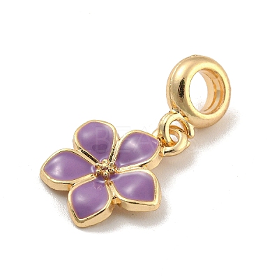 Rack Plating Alloy Enamel Flower European Dangle Charms FIND-B034-55G-05-1