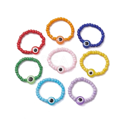 Glass Seed Beads Stretch Rings RJEW-JR00703-1