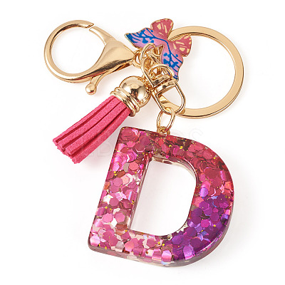 Alloy Resin Butterfly Keychains KEYC-TADJ0002-02G-D-1