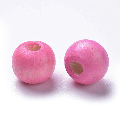 Dyed Natural Wood Beads WOOD-Q006-8mm-07-LF-1