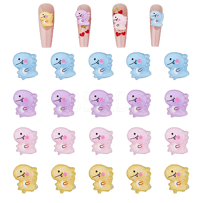 80Pcs 4 Colors Opaque Resin Cabochons CRES-FH0001-18-1