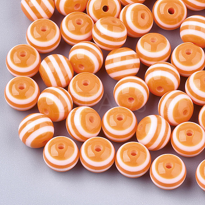 Round Striped Resin Beads RESI-R158-10mm-13-1