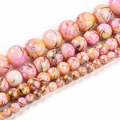 Baking Paint Glass Beads Strands DGLA-N003-6mm-B02-1