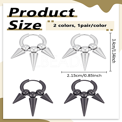 4Pcs 2 Colors 304 Stailess Steel Hoop Earrings EJEW-LP0007-059-1