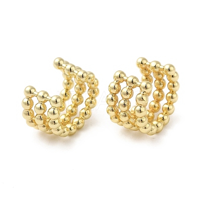 Rack Plating Brass Triple Lines Cuff Earrings EJEW-D073-05G-1