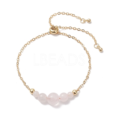 Round Natural Rose Quartz Beaded Bracelats BJEW-JB12806-01-1
