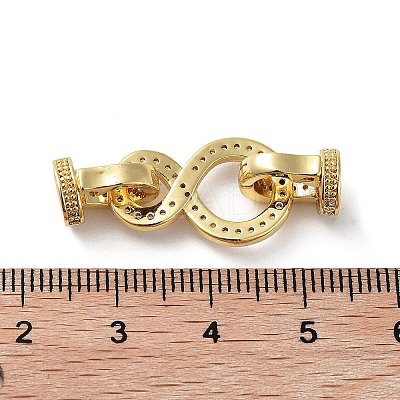 Rack Plating Brass Micro Pave Cubic Zirconia Fold Over Clasps ZIRC-P117-02C-G-1