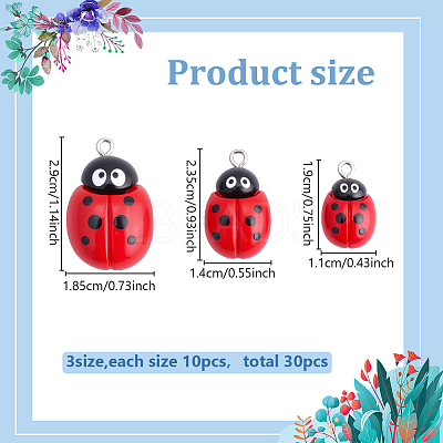30Pcs 3 Styles Opaque Resin Pendants RESI-ME0001-39-1