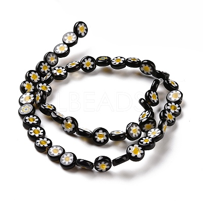 Handmade Millefiori Glass Flat Round Bead Strands X-LK-P011-20-1