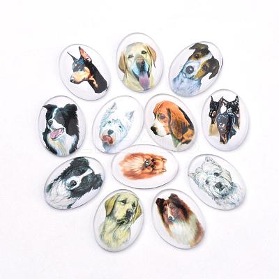 Puppy Photo Flatback Glass Cabochons GGLA-S034-25x18-034-1