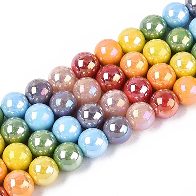 Electroplate Glass Beads Strands X-EGLA-N019-10mm-03-1