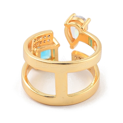 Brass with Cubic Zirconia Open Cuff Rings LS-RJEW-B053-02-1