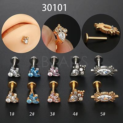 G23 Titanium Micro Pave Clear Cubic Zirconia Internally Threaded Labrets WGA56E5-01-1