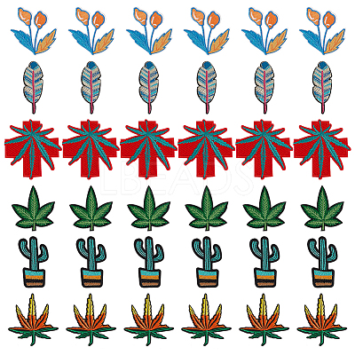 36Pcs 6 Style Polyester Fabrics Computerized Embroidery Cloth Sew on Patches PATC-FG0001-05-1