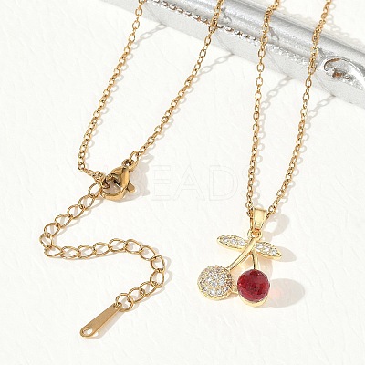 Brass & Cubic Zirconia Pendant Necklaces SA-CBA7E55-03G-01-1