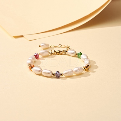 Natural Pearl Beaded Bracelets for Mom Women Girl BJEW-TA00010-1