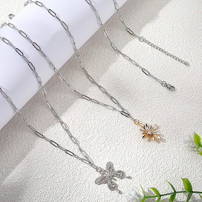 10Pcs 667 Stainless Steel Paperclip Chain Necklaces NJEW-BBC0001-48B-P-1