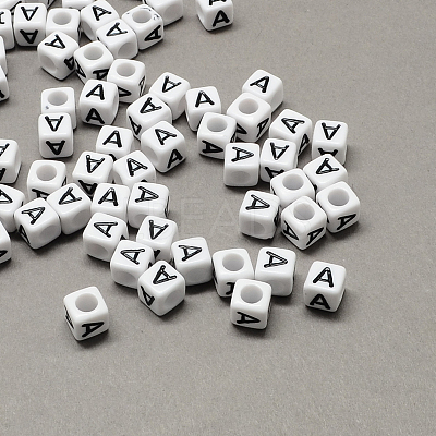 Large Hole Acrylic Letter European Beads SACR-Q103-6mm-01A-1