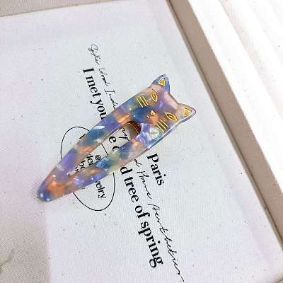 Cat Shape Cellulose Acetate(Resin) Alligator Hair Clips PW-WGA8C03-11-1