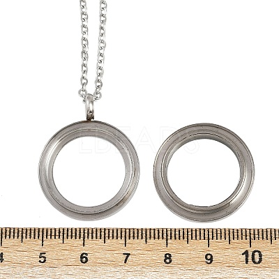 304 Stainless Steel Visible Flat Round Locket Pendant Pet Urn Ashes Necklaces LS-NJEW-S455-08P-1