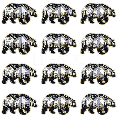 12Pcs Alloy Enamel Brooches JEWB-WR0001-13-1