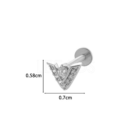 Triangle 316L Surgical Stainless Steel Clear Cubic Zirconia 17 Gauge Internally Threaded Labrets WGBD99E-16-1