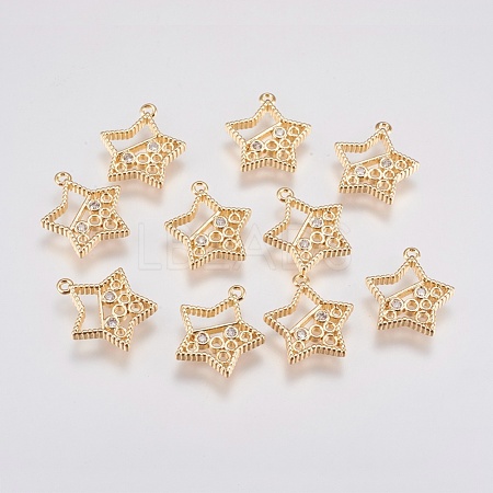 Brass Micro Pave Cubic Zirconia Charms KK-A144-021G-1