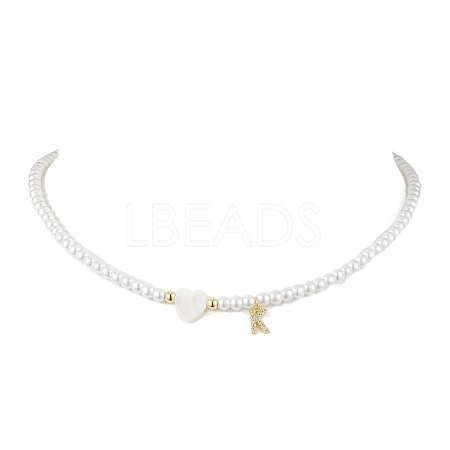 Brass Micro Pave Grade AAA Cubic Zirconia Letter Pendant Necklaces NJEW-JN04771-11-1