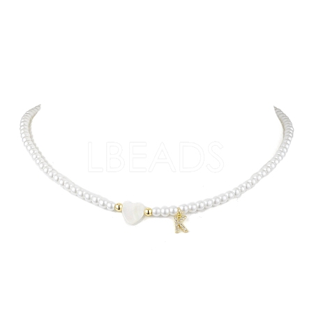 Brass Micro Pave Grade AAA Cubic Zirconia Letter Pendant Necklaces NJEW-JN04771-11-1