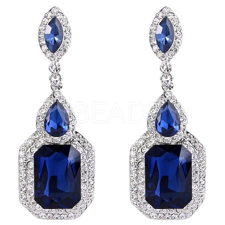 Brass Rhinestone Dangle Stud Earrings FS-WG9D6B6-12-1