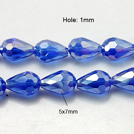 Electroplate Glass Beads Strands X-EGLA-D015-7x5mm-12-1