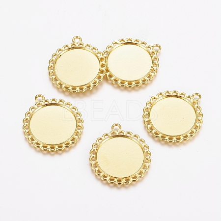 Tibetan Style Pendant Cabochon Settings TIBE-21668-G-RS-1