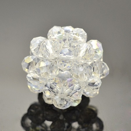 Transparent Glass Crystal Round Woven Beads GLAA-A034-4mm-A18-1