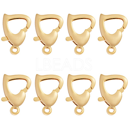 8Pcs Brass Heart Lobster Claw Clasps KK-TA0002-69-1