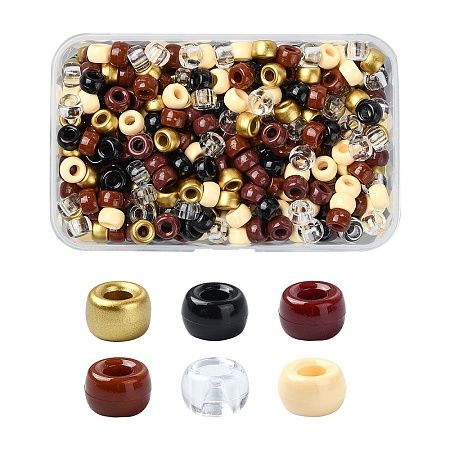 480Pcs 6 Colors Opaque & Transparent Plastic Beads KY-YW0001-75A-1