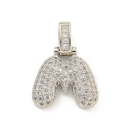 Brass Micro Pave Clear Cubic Zirconia Pendants KK-B099-01P-M-1
