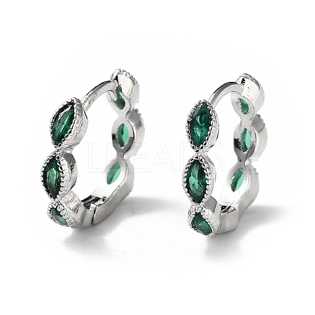 Green Cubic Zirconia Horse Eye Wrap Hoop Earrings LS-EJEW-K083-34P-C-1