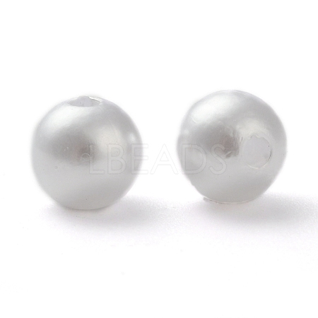 ABS Plastic Imitation Pearl Ball Beads X-MACR-A004-8mm-01-1