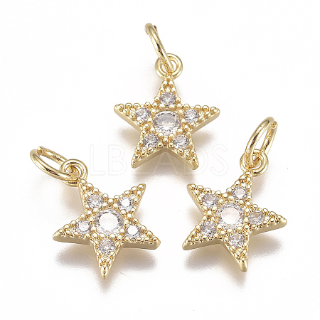 Brass Micro Pave Cubic Zirconia Charms X-ZIRC-F111-11G-1