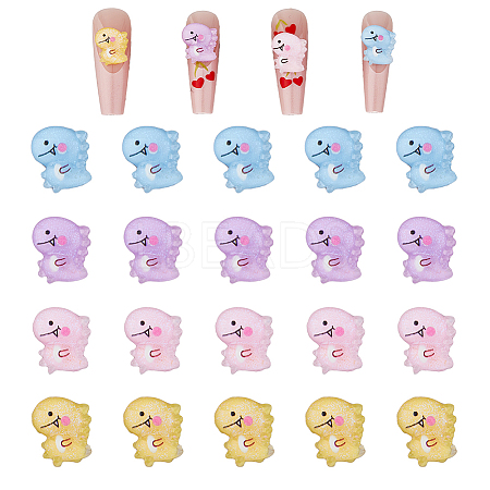 80Pcs 4 Colors Opaque Resin Cabochons CRES-FH0001-18-1