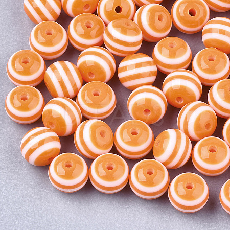 Round Striped Resin Beads RESI-R158-10mm-13-1