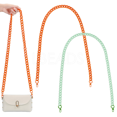 WADORN 2Pcs 2 Colors Acrylic Curban Chain Bag Straps FIND-WR0008-64-1