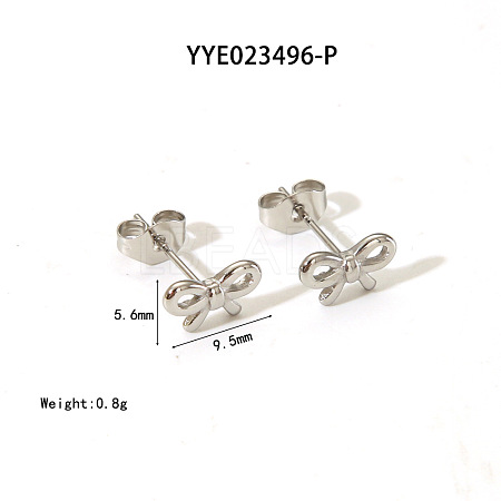 Elegant 304 Stainless Steel Bowknot Stud Earrings CR5364-4-1