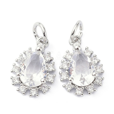 Brass Cubic Zirconia Charms ZIRC-C022-10P-1
