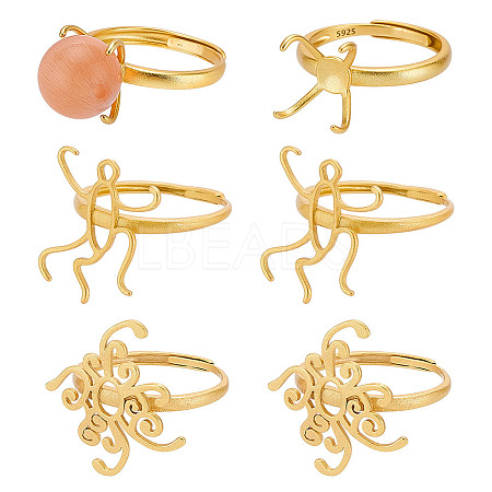 6Pcs 3 Styles Adjustable Brass Ring Components FIND-ME0001-78-1