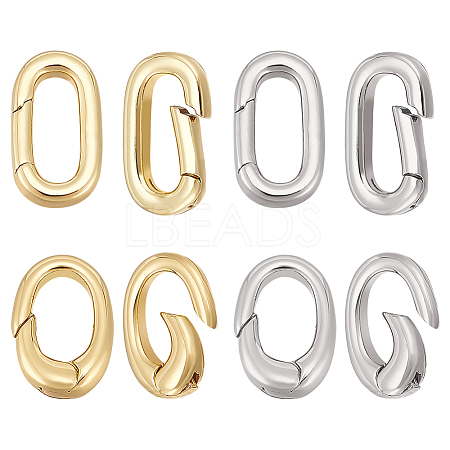 BENECREAT 8Pcs 4 Styles Brass Spring Gate Rings KK-BC0013-66-1