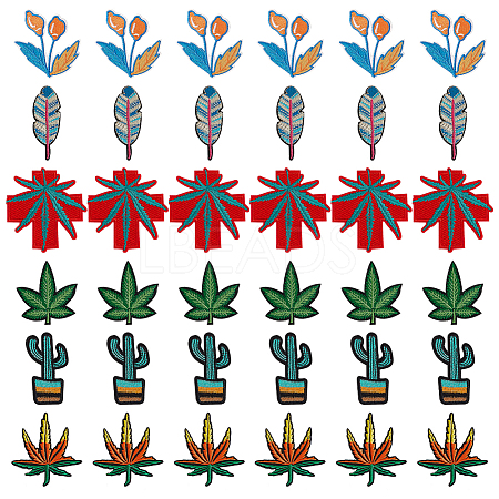 36Pcs 6 Style Polyester Fabrics Computerized Embroidery Cloth Sew on Patches PATC-FG0001-05-1