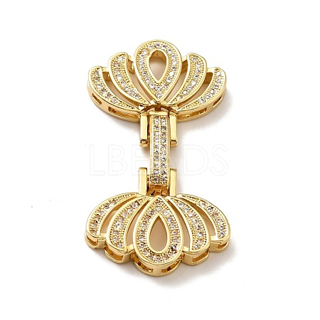 Brass Micro Pave Clear Cubic Zirconia Fold Over Clasps KK-G414-10G-1